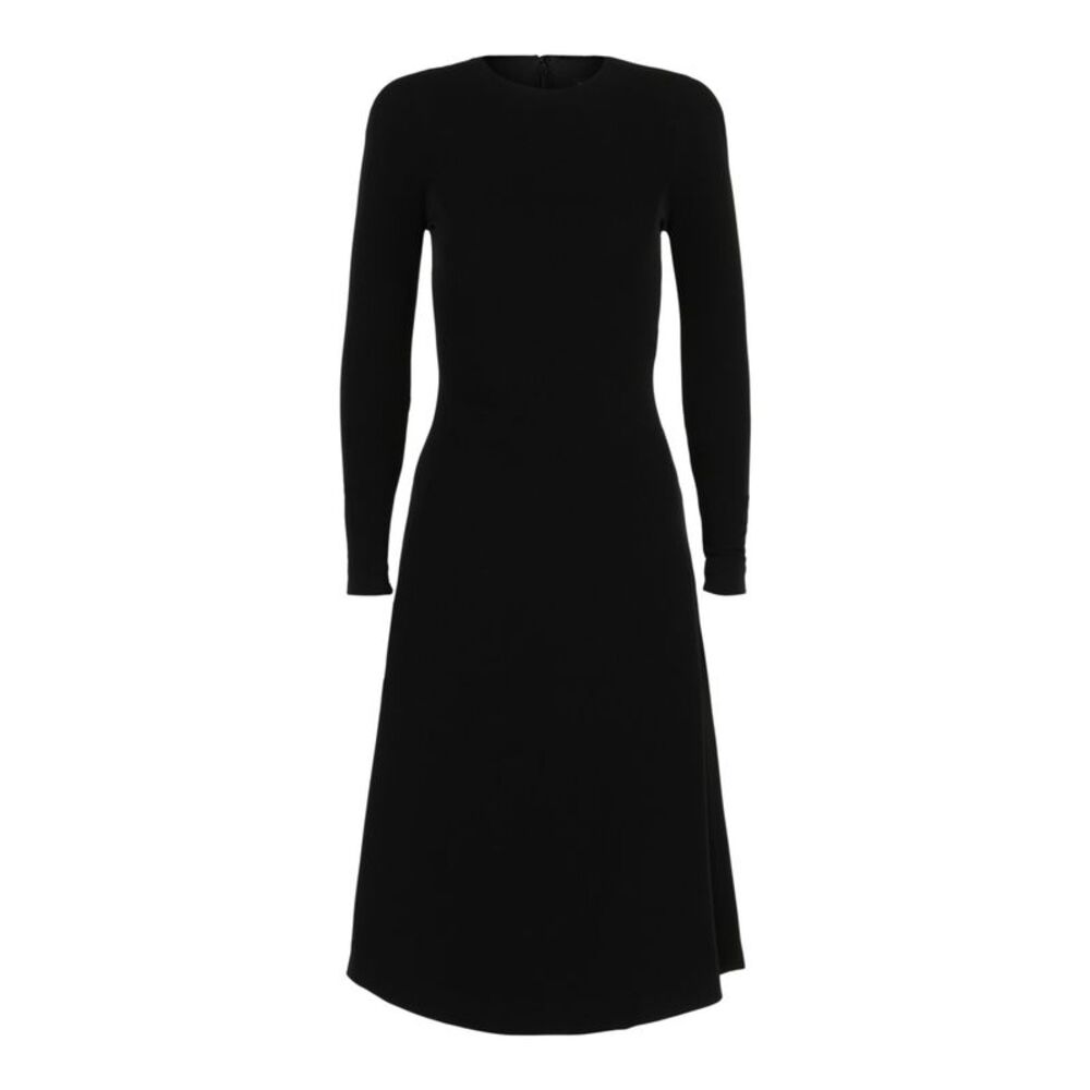 Balenciaga A-Line Crewneck Midi Dress Black Womens